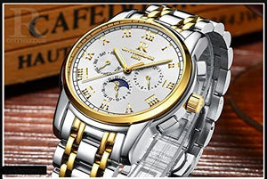 Mens Swiss Automatic Movement Watches,Stainless Steel Waterproof Wrist Watch