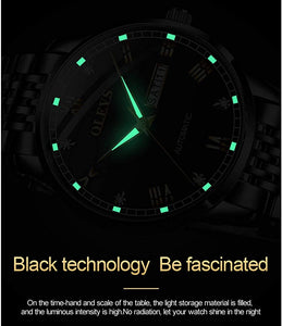 OLEVS Automatic Mechanical Watch,Day Date Automatic Watch Men,Self Wind Men's Luminous Waterproof Stainless Steel Watch