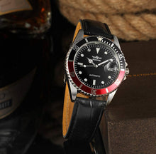 Load image into Gallery viewer, Men Automatic Mechanical Watches Winner Luxury Brand Full Steel Waterproof Mens Watches with Calendar (Leather/Black)
