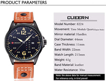 Load image into Gallery viewer, RUIWATCHWORLD Men Casual Quartz Leather Band Watch Sports Military Wrist Watch Date Male Clock (Brown)