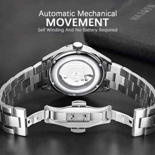Load image into Gallery viewer, Men&#39;s Automatic Mechanical Watch Classic Automatic Winding Watch Silver Stainless Steel Luxury Dress Watch, Week, Date Visible Window