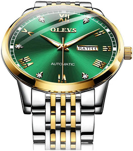 OLEVS Automatic Mechanical Watch,Day Date Automatic Watch Men,Self Wind Men's Luminous Waterproof Stainless Steel Watch