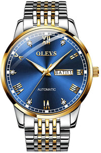 OLEVS Automatic Mechanical Watch,Day Date Automatic Watch Men,Self Wind Men's Luminous Waterproof Stainless Steel Watch