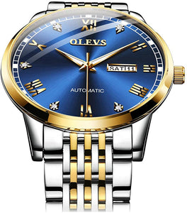 OLEVS Automatic Mechanical Watch,Day Date Automatic Watch Men,Self Wind Men's Luminous Waterproof Stainless Steel Watch