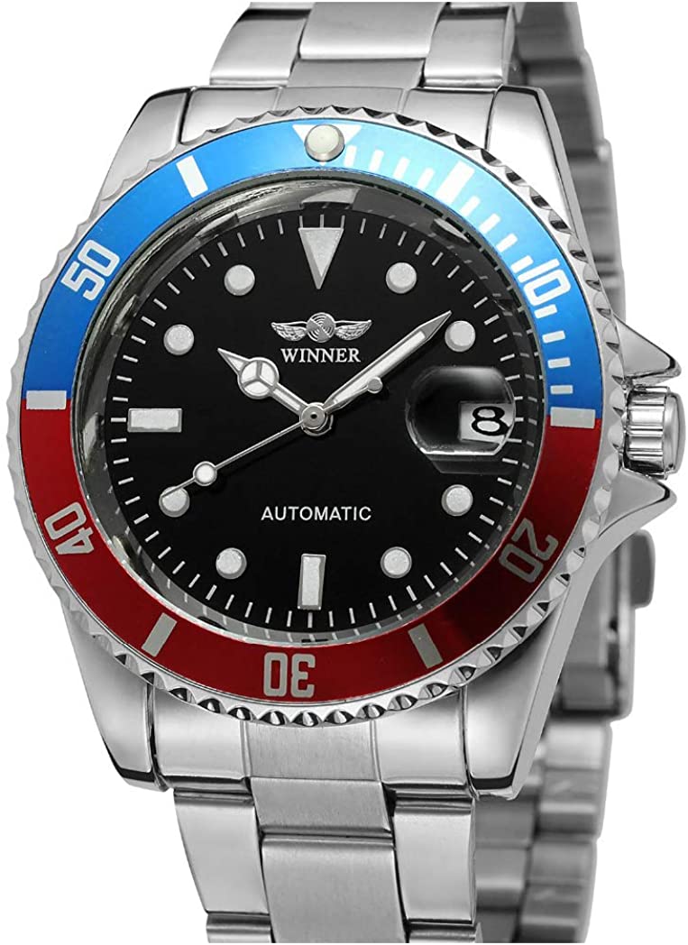 Men Automatic Mechanical Watches Winner Luxury Brand Full Steel Waterproof Mens Watches with Calendar