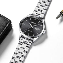 Load image into Gallery viewer, Men&#39;s Automatic Mechanical Watch Classic Automatic Winding Watch Silver Stainless Steel Luxury Dress Watch, Week, Date Visible Window