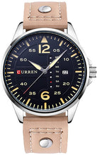 Load image into Gallery viewer, RUIWATCHWORLD Men Casual Quartz Leather Band Watch Sports Military Wrist Watch Date Male Clock (Brown)