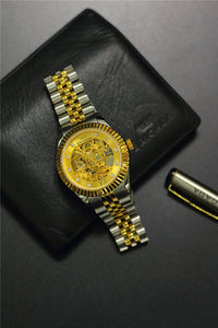 BRIGADA Swiss Watches Luxury Golden Automatic Watches for Men,Brilliant Mechanical Men's Watches - Gold and Silver Mixed