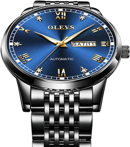 OLEVS Automatic Mechanical Watch,Day Date Automatic Watch Men,Self Wind Men's Luminous Waterproof Stainless Steel Watch