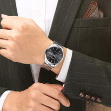 Load image into Gallery viewer, Men&#39;s Automatic Mechanical Watch Classic Automatic Winding Watch Silver Stainless Steel Luxury Dress Watch, Week, Date Visible Window