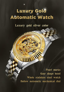 BRIGADA Swiss Watches Luxury Golden Automatic Watches for Men,Brilliant Mechanical Men's Watches - Gold and Silver Mixed