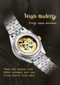 BRIGADA Swiss Watches Luxury Golden Automatic Watches for Men,Brilliant Mechanical Men's Watches - Gold and Silver Mixed