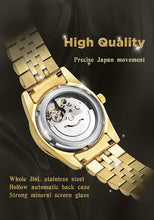 Load image into Gallery viewer, BRIGADA Swiss Watches Luxury Golden Watches for Men, Automatic Hollow Mechanical Men&#39;s Watch