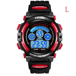 SMAEL Kids Watches Boys Quartz Wristwatches Student Sport Watches 50M Waterproof Alarm Clock 0508 Children Watches LED Digital