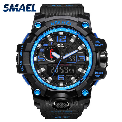 Man Watch 2017 SMAEL Brand Sport Watches Date Alarm Stopwatch Men Clock Sport Watch Digital S shock 1545 Blue LED Watch Watproof