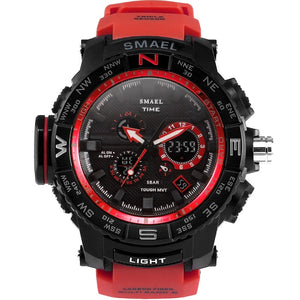 Fantastic Fashion Red Band Man Sport Waterproof Outdoor Young Men Dual Digital Diplay Watch New Clock Cool Look SMAEL 1531