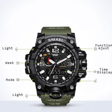 Load image into Gallery viewer, SMAEL Sport Watch Men Waterproof S Shock Dual Time Wristwatch mens watches top brand luxury 1545 Watch LED Men&#39;s Wristwatches