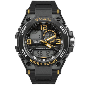 SMAEL Luxuly Men's Wrist Watch Gold Digital Watch Man Waterproof 50m LED Clock Man 1603 Digital Watch Man Sport Watch Shock