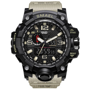 Mens Watches Gold SMAEL Brand  Watch S Shock Digital Wristwatch Alarm timekeeper 1545 Sport watch Dual Time Clock Men Militar