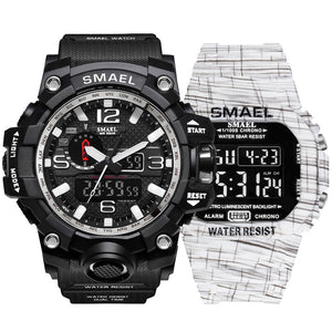 Fashion Camo Military men's watches Set  SMAEL double Army waterproof Male wristWatch 1545 1801 gift digital kol saati watch men