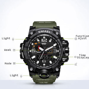 SMAEL Luxury Brand Mens Sports Watches LED Digital Clock Fashion Casual Watch Digital 1545 relogio militar Clock Men Sport Watch