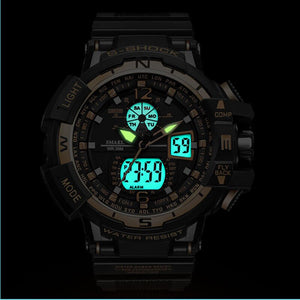 Man Sport Watch Waterproof  Shock Resitant SMAEL Brand Luxury Men's Wrist Watch S Shock 1376 Digital Clock LED Mens Watches Gold