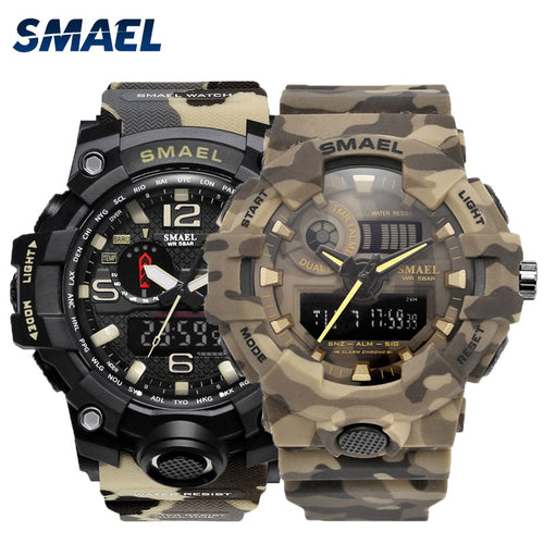 SMAEL men's Sports watch Set Camo waterproof bestgift digital watches for male 1545B 8001 double LED auto outdoor watches MenSet