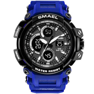 SMAEL Sport Watch for Men New Dual Time Display Male Clock Waterproof Shock Resistant Wristwatch Digital 1708 Military Watch Men