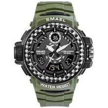 Load image into Gallery viewer, Men Watches 2019 Luxury Brand Smael Digital Wristwatches Men Clock Army Green Waterproof Dual Time 8014 Sport Watches Military