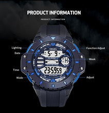 Load image into Gallery viewer, Mens Digital Wristwatches Waterproof SMAEL Sport Watches Alarm Shock Clock LED Watch Men Digital 1519 Military Watches Army Men