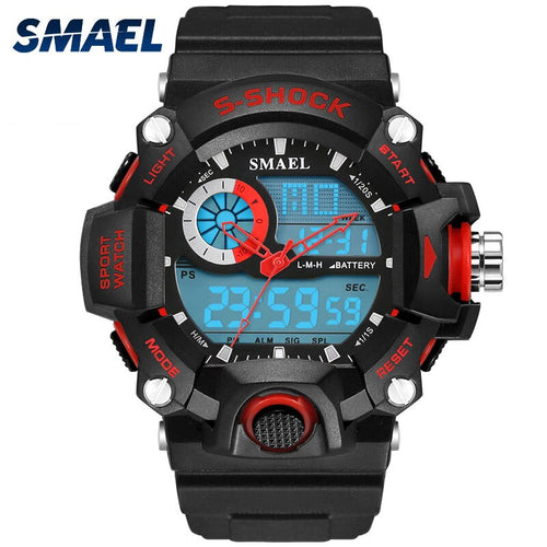 SMAEL Analog LED Digit Sport Watches Men Waterproof S Shock Dual Time Casual Watches Military relogio masculino Gift WS1385