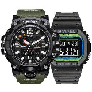 Fashion Camo Military men's watches Set  SMAEL double Army waterproof Male wristWatch 1545 1801 gift digital kol saati watch men