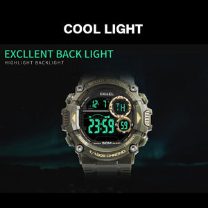 SMAEL Watch Men Waterproof LED Sports S Shock Resist Relogio Masculino Sport Watch Black Gold 1707 Men Digital Watches Bracelet