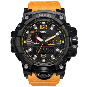 Mens Watches Gold SMAEL Brand  Watch S Shock Digital Wristwatch Alarm timekeeper 1545 Sport watch Dual Time Clock Men Militar