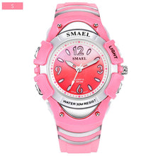 Load image into Gallery viewer, Girls Outdoor SMAEL LCD Digital Watches Shock Resistant Sport for Watches Alarm Clock 0616C Children 50M Waterproof Wristwatches