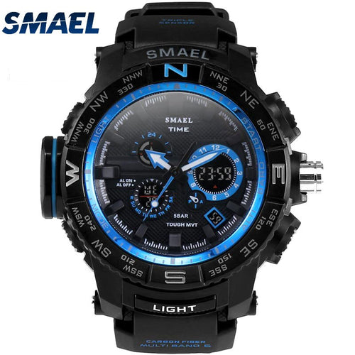 Fantastic Outdoor Dual Display 50m Waterproof Teenage Watch Tide Male Fashion SMAEL LED Electronic Watch Multi-function 1531