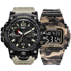 Fashion Camo Military men's watches Set  SMAEL double Army waterproof Male wristWatch 1545 1801 gift digital kol saati watch men