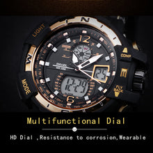 Load image into Gallery viewer, Man Sport Watch Waterproof  Shock Resitant SMAEL Brand Luxury Men&#39;s Wrist Watch S Shock 1376 Digital Clock LED Mens Watches Gold