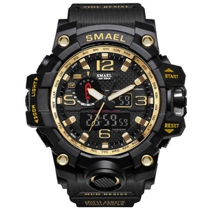 SMAEL Sport Watch Men Waterproof S Shock Dual Time Wristwatch mens watches top brand luxury 1545 Watch LED Men's Wristwatches