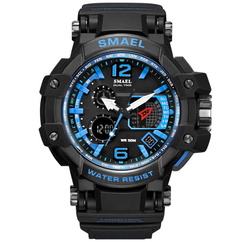 Cool Blue Sport Watches Big Dial LED Digital Watch Shock Resistant 30M Waterproof relogios masculino montre homme Men GiftWS1509