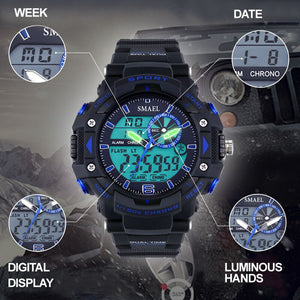 SMAEL Sports Watches Men S Shock LED Digital Military Watches G Style 50m Waterproof Wristwatch 1379 montre homme Military Watch