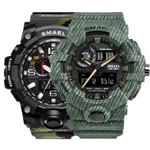 SMAEL men's Sports watch Set Camo waterproof bestgift digital watches for male 1545B 8001 double LED auto outdoor watches MenSet