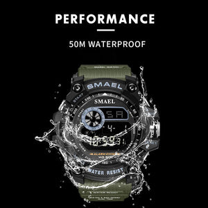 SMAEL Digital Watches Men Big Dial Sport Watch Running 50M Waterproof LED Clock Digital Watch Light 8010 Men Digital Watch Sport