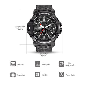 2020 NewMen's Watches Multi-Functional Electronic Watch Outdoor Sports Dual-Display Waterproof Digital Watch 1809 Watch Military