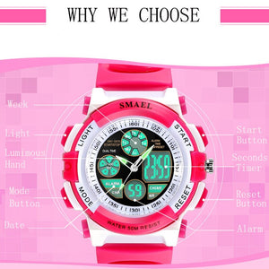 Children Watches for Girls Digital SMAEL LCD Digital Watches Children 50M Waterproof Wristwatches 0704 LED Student Watches Girls