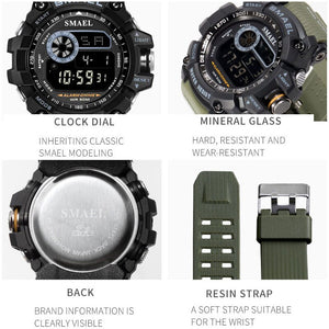 SMAEL Digital Watches Men Big Dial Sport Watch Running 50M Waterproof LED Clock Digital Watch Light 8010 Men Digital Watch Sport