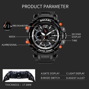 Men's Watches Gold Top Brand Luxury Wateproof Sport Wristwatches Stopwatch led Wrist Watch Digital 1702  Male Watch kol saat