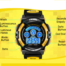 Load image into Gallery viewer, SMAEL Kids Watches Boys Quartz Wristwatches Student Sport Watches 50M Waterproof Alarm Clock 0508 Children Watches LED Digital