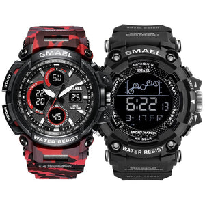 SMAEL Army men's Set Military Watch Sport 50m waterproof LED digital watches men 1708B 1802 sport suit for men relógio masculino