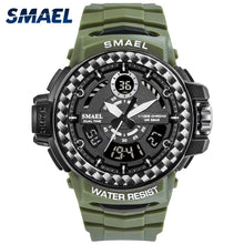 Load image into Gallery viewer, Men Watches 2019 Luxury Brand Smael Digital Wristwatches Men Clock Army Green Waterproof Dual Time 8014 Sport Watches Military